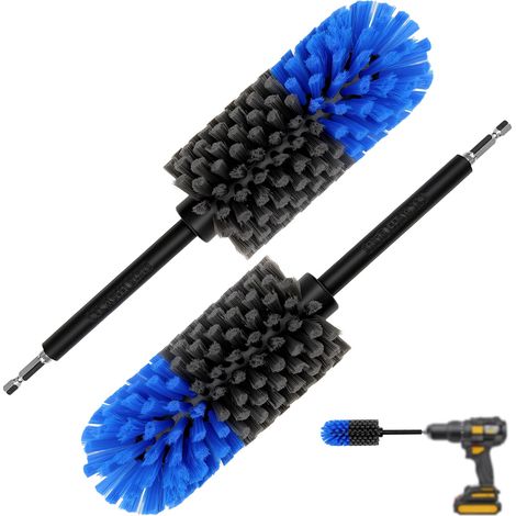 Lot de 2 brosses pour jantes de voiture, visseuse sans fil, kit de nettoyage pour jantes en aluminium, entretien des jantes de moto (1/5)