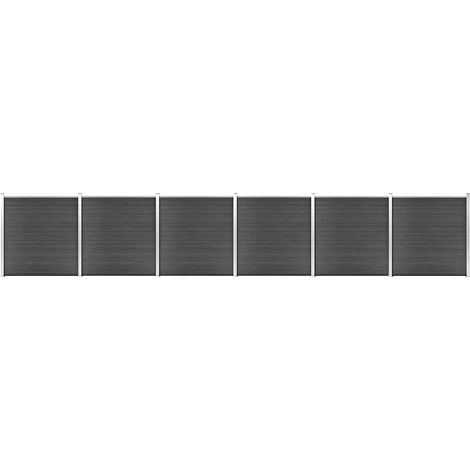 Ensemble de panneau de clôture WPC 1045x186 cm Noir (1/5)