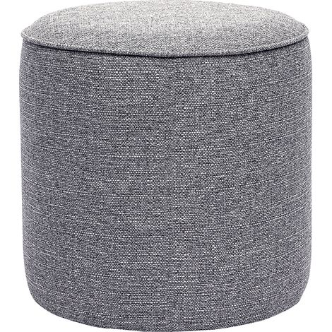 Runder Pouf in hellgrauem Stoff D40 cm PAUL