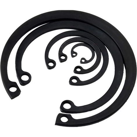 Innensicherungsringe, C-Clips mit Gummiring, Manganstahl, Schwarz, 55 mm, 6 Stück (1/5)