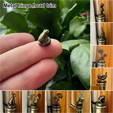 Hinge Head - Magnétique - Pour Portes Armoires Meubles - Résine Cuivre - Chien Dragon Champignon Plante Escargot Fleur Nain Lapin Grenouille - 1 Pièce (1/5)