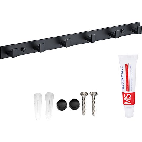 Vollständig abnehmbarer Türhaken aus schwarzem Aluminium, maximale Stabilität, 1 Haken, 1 Klebestreifen, 1 Schraubenpackung für verschiedene Montagemöglichkeiten, für den Innenbereich (1/5)