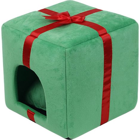 Lit de Noël pour lapins avec une grande maison et une cachette, un clapier confortable pour lapins, cochons d'Inde et chinchillas (1/4)