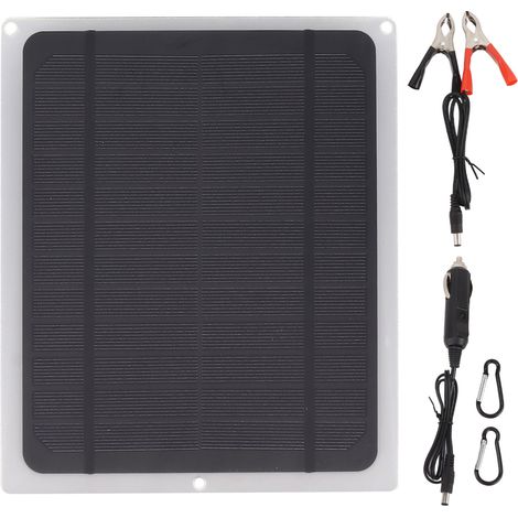 Panel solar portátil monocristalino de 12 W con kit de carga USB tipo C CC para ventiladores de coche y smartphones.
