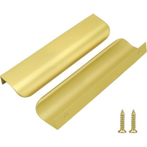 Set di 2 maniglie per armadi da cucina in lega di alluminio dorato, interasse 128 mm con viti (1/5)