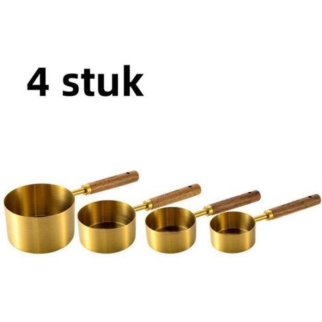 Cuillère Doseuse À Café - Manche En Bois D'acacia - Lame En Acier Inoxydable - Pour Café Expresso Et Pâtisserie - Lot De 4 (1/4)