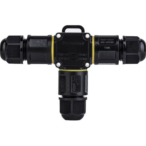 Connecteur de câble étanche IP68 - Boîte de jonction en T, connecteur étanche à 3 fils - Connexion de jardin extérieur - Dérivation de câble 6-11 mm - Boîtier électrique externe étanche