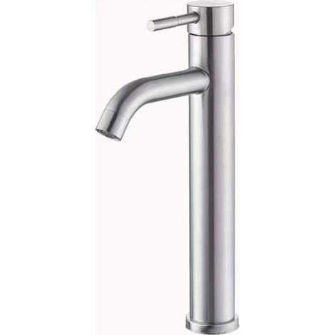 Export-grade 304 stainless steel brushed gold bathroom sink, single-hole washbasin, hot and cold water undermount basin faucet - brushed curved spout, tall style [hot and cold water]