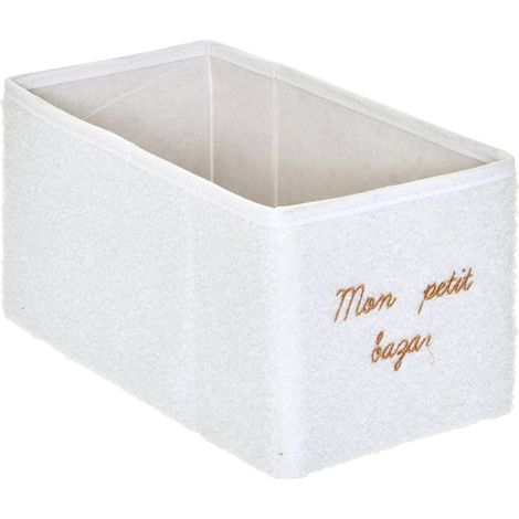 Boîte de rangement en bouclette Yuki pliable 14x29cm blanc - Atmosphera créateur d'intérieur (1/3)