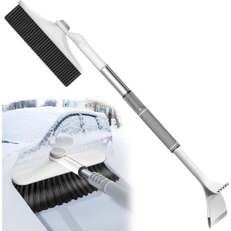 Grattoir à Glace télescopique avec Brosse pour Voiture – Grattoir en Silicone et Brosse à Neige 2 en 1 – Accessoire Hivernal pour Voiture, déneigement sans Rayures (Gris) (1/5)