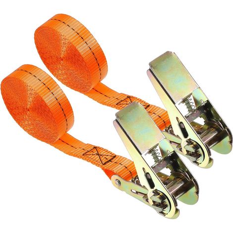 2 sangles d'arrimage - 2,5 cm x 3 m - à cliquet - réglables - pour chargement - résistance à la rupture 800 kg - sangles de fixation - pour objets lourds - pour le transport de marchandises - pour mot (1/5)