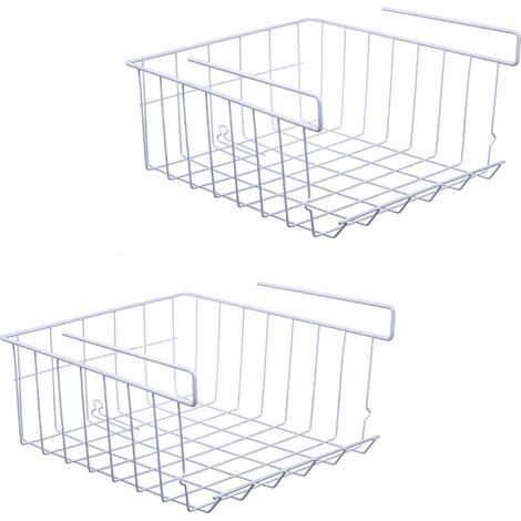 Lot de 2 Panier De Rangement, Acier Inoxydable, Suspension Sous Étagère, Cuisine Salle De Bain Bureau