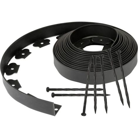 Flexible Rasenkanten aus Kunststoff – 10 m × 5 cm, inklusive 30 Befestigungspfählen, ideal für runde Blumenbeete und die Gartengestaltung im Freien