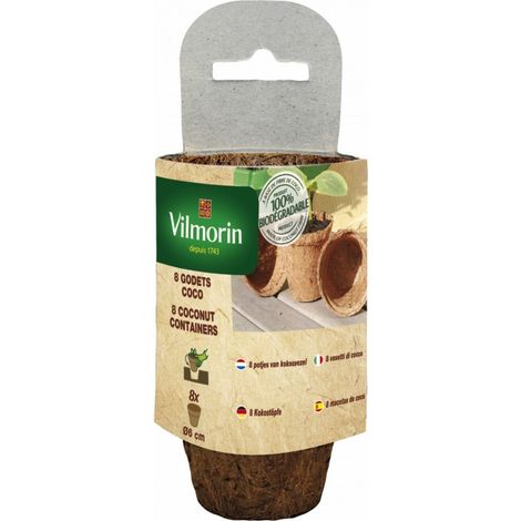 Vilmorin 8 pots de noix de coco ronds, 6 cm (1/2)