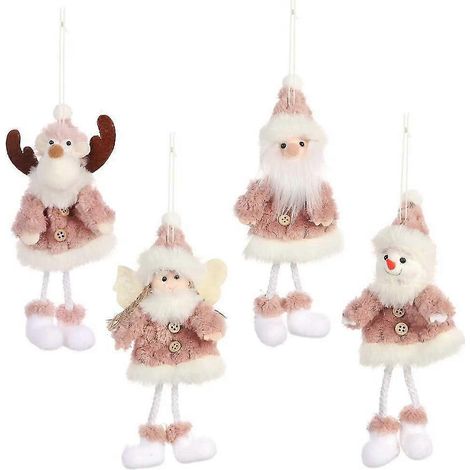 4er-Packung Weihnachtsfiguren Anhänger Schneemann Elch Weihnachtsbaumdekoration bd (1/5)