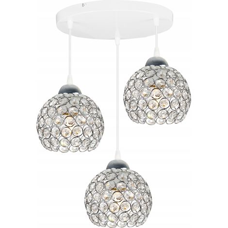LAMPADA A SOSPENSIONE CROMATA LAMPADARIO SOFFITTO LED CRISTALLO