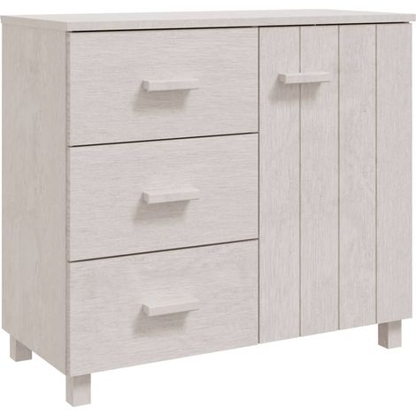 Buffet Commode Armoire Luxueux, pour Salon Chambre Entrée Cuisine, Blanc 90x40x80 cm Bois de pin solide OIB3419E (1/5)