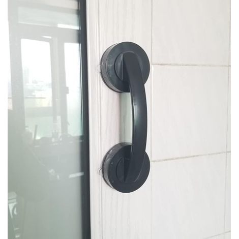 Poignées de porte et de fenêtre en verre, portes coulissantes de salle de bain, armoires, poignées sans trou, poignées de réfrigérateur, barres d'appui de douche (noir)194x65mm (1/5)