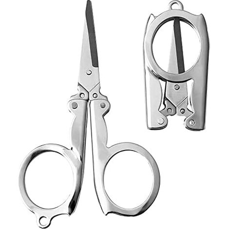 1 paire de petits ciseaux en acier inoxydable - Portable et pliable - Ciseaux de voyage en métal pour travaux manuels, couture (1)