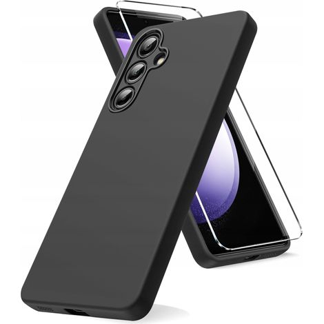 Étui pour SAMSUNG GALAXY S22, coque arrière en silicone noir mat + verre (1/5)