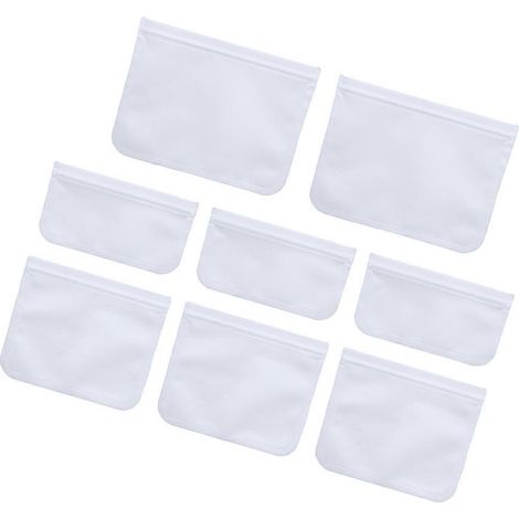 Ensemble de 8 sacs de congélation transparents compatibles avec les glacières pour la conservation des aliments. (1/4)