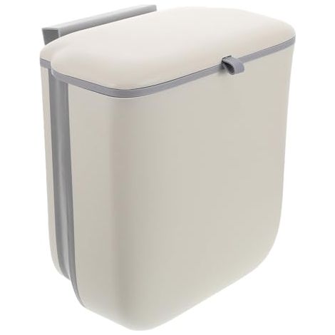 Poubelle Pliable Suspendue avec Couvercle, Corbeille Murale en Plastique Robuste, pour Placard sous Évier, la Cuisine, Salle de Bain, Chambre et Camping-car, Fonction Anti-odeurs (1/5)