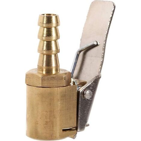 Auto Car Tire Inflator Valve Connector Air Chuck Brass 6mm/8mm Clip Clamp Connector Adapter (6mm-Gold) (1/5)