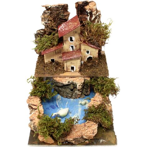 Lago con Casette per Presepe 15x10 cm 85087