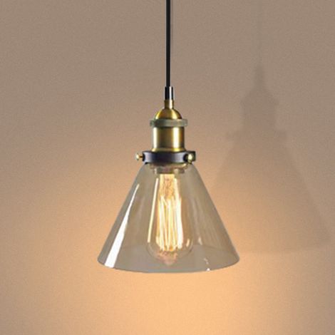 Lustre Suspension en Verre Industrielle Rétro Luminaire de Style Américain Vintage Lampe de Plafond E27 Abat-jour pour Salon Chambre Cuisine Ambre A