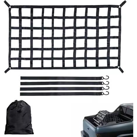 Filet Remorque, Filet de Chargement pour Pickup Camion 127x107CM, Filet lourd de surface de chargement pour arrimer la charge, Filet à bagages auto pour surface de chargement de camion, remorque (1/5)