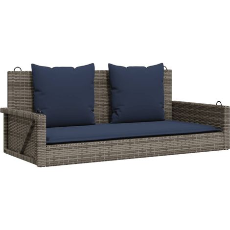 Banc à bascule avec coussins Gris 119 x 56 x 48 cm Résine tressée CFW404974 (1/5)