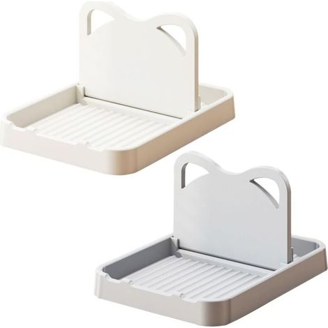 Repose-cuillère pliable pour comptoir de cuisine, support de couvercle de casserole en forme de chat pour cuillères, couvercles de casseroles, spatules, ustensiles, fourchettes (beige) (1/5)