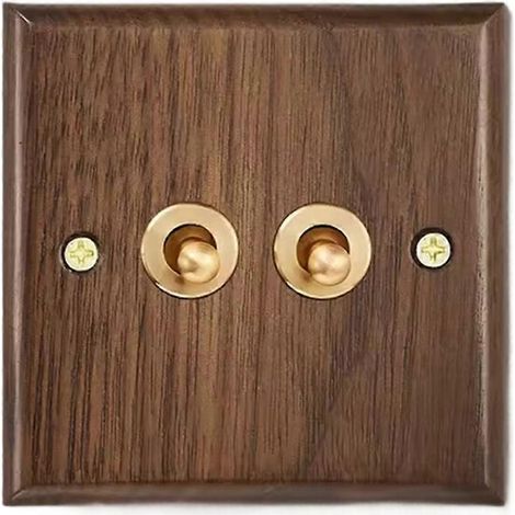 Retro-Wandpaneel aus Walnussholz mit Kippschaltern, 1 bis 4 Positionen, 2-Wege, Massivholz, doppelte Universalsteckdose A (1/5)