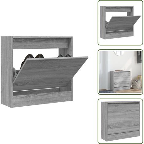 The Living Store Armoire à chaussures sonoma gris 60x21x57 cm bois d'ingénierie - Meuble Chaussure - Rangements Chaussures - Armoire À Chaussures - Meuble Entrée - Rangement Intérieur
