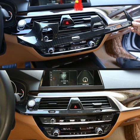 Cache-vent de climatisation style fibre de carbone pour console BMW Série 5 G30 2017-2018 (1/5)