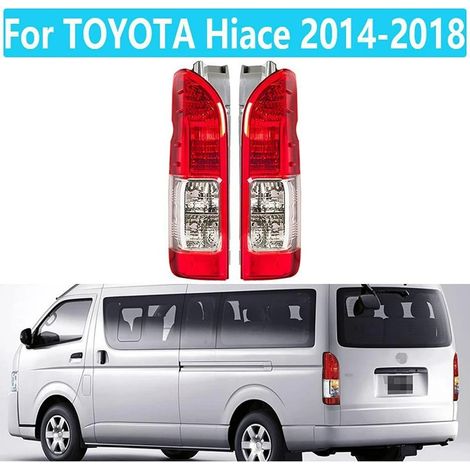 Paire Feux arrière complets pour Toyota Hiace 200 série 2014 à 2018 Feu stop + clignotant + feu de recul, dimensions identiques origine, carrosserie ABS, montage plug & play fourgon utilitaire (1/5)