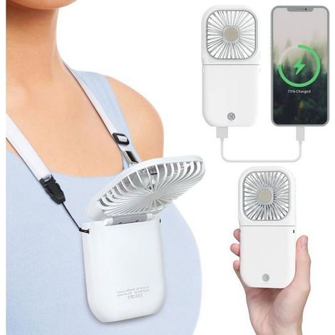 Mini ventilateur portable - HAWUJ - Rechargeable USB - 3 vitesses - Autonomie 12 h (1/5)