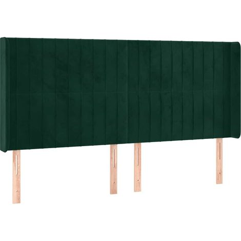 Testiera Testata del letto ad Orecchio Verde Scuro 203x16x118/128 cm in Velluto (1/5)