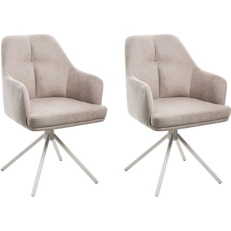 Sedie da pranzo moderne in tessuto Set di 2 Sedute imbottite Gambe in metallo nero girevoli Tortora Mira (1/5)