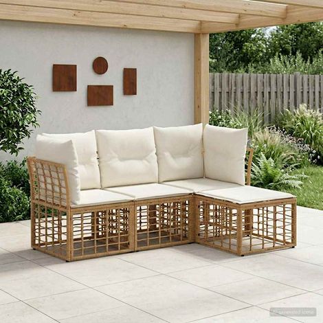 vidaXL  Outdoor Sofa Set  Natural Poly Rattan