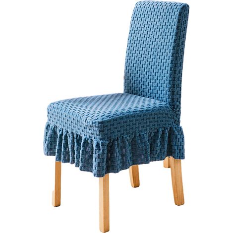 Funda para silla estilo falda para comedor - azul lago