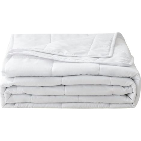 Couette d'été légère, 135 x 200 cm, 90 g/m², Fine, utilisable sans Housse, rafraîchissante, Douce et Douillette, Blanche (1/5)