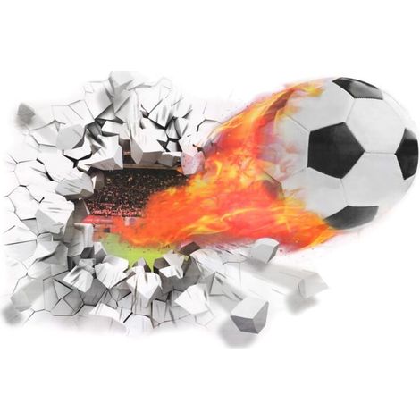 Stickers Muraux Football Deco Chambre Ado, 3D Autocollant Mural Football Sport Poster pour Salon Chambre Garçon Couloir Crèche Mural Decoration (1/5)
