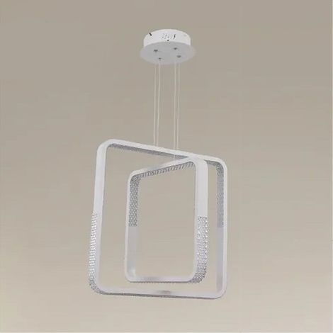 TRADE SHOP - Lampadario A Sospensione Led 64w Quadrati Effetto Cristallo Moderno Bianco 32187 - (1/3)