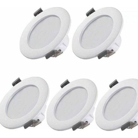 LED-Einbaustrahler für Badezimmer, Schutzart IP44, Superflach, 35 mm, 85 mm Durchmesser, weiß, 6-W-LED-Panel, 460 lm, neutralweiß (4000 K) (1/4)