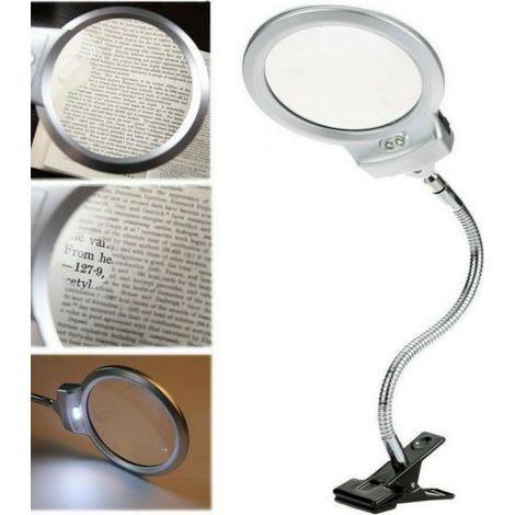 LENTE DI INGRANDIMENTO DA TAVOLO LAMPADA A LED 2X 5X FLESSIBILE CON PINZA CLIP (1/5)