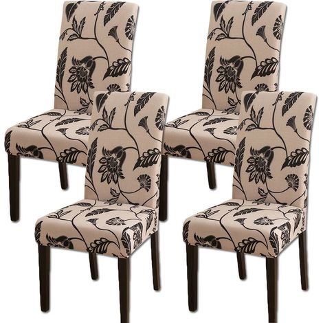 Lot de 4 housses de chaise à motif floral, protection décorative pour salle à manger et restaurant (1/3)