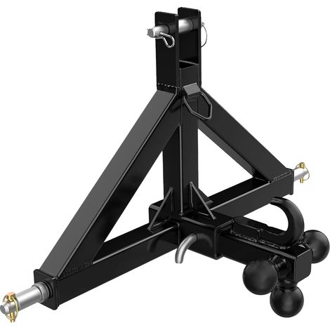 Récepteur de remorque à attelage 3 points, capacité de remorquage robuste, compatibilité universelle, noir (1/2)