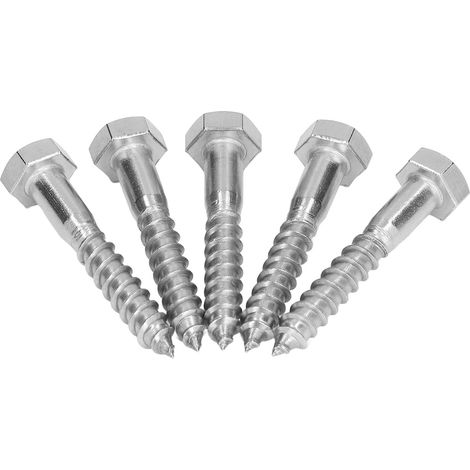 Vis à bois hexagonale M8x50mm, tirefond autoforeuse en acier inoxydable 304, filetage partiel, lot de vis à tête hexagonale pour bois (1/5)