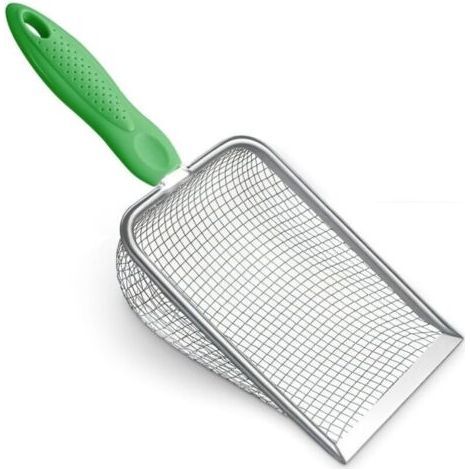 Pelle à litière pour chat en maille d'acier inoxydable, facile à nettoyer (verte) (1/5)